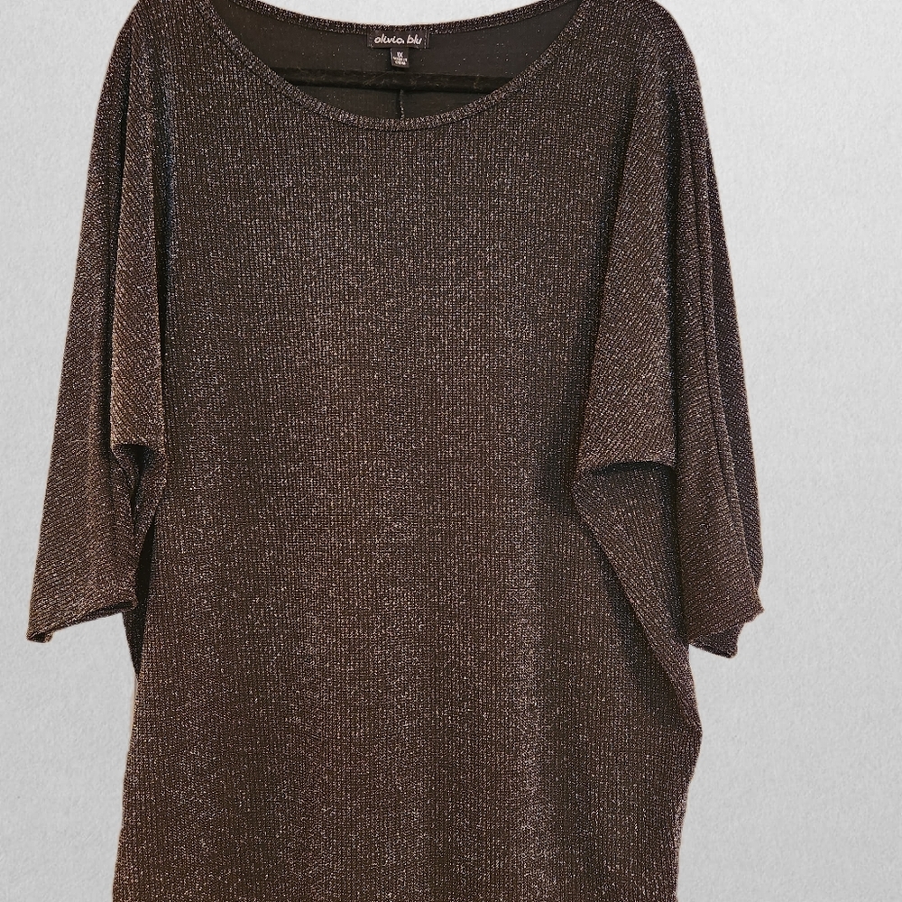 Women's "Olivia Blue" Black w/Silver Glitter Sweater